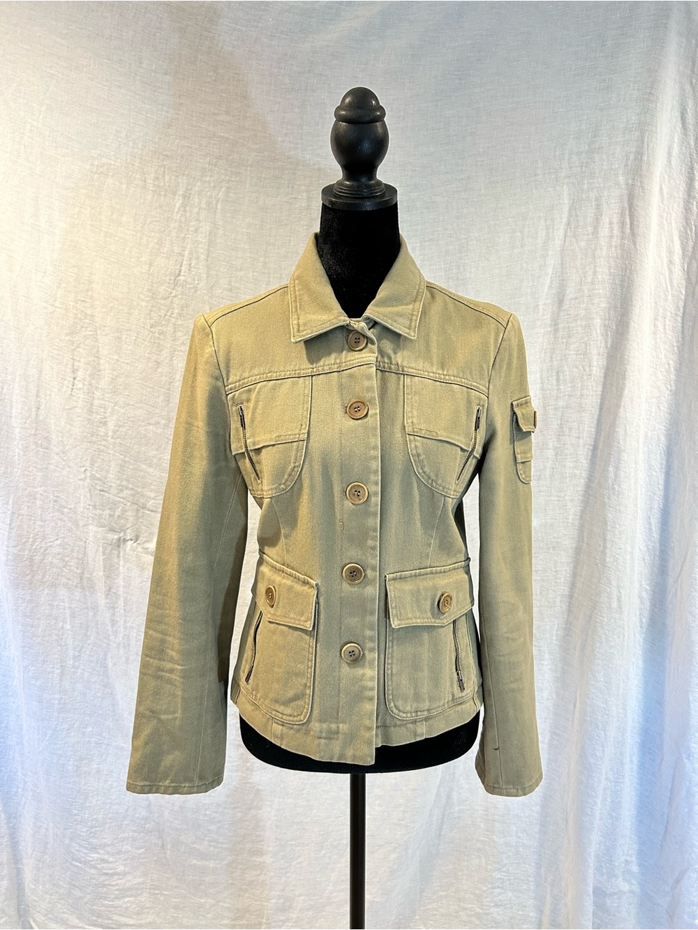 BCBGMaxAzria Olive-Tan Utility Button Jacket size S